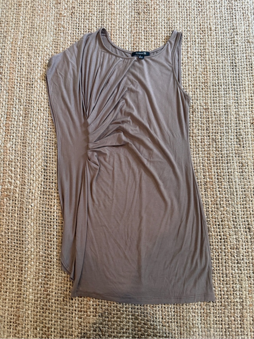 Forever 21 Taupe Asymmetric Ruched Tank Dress